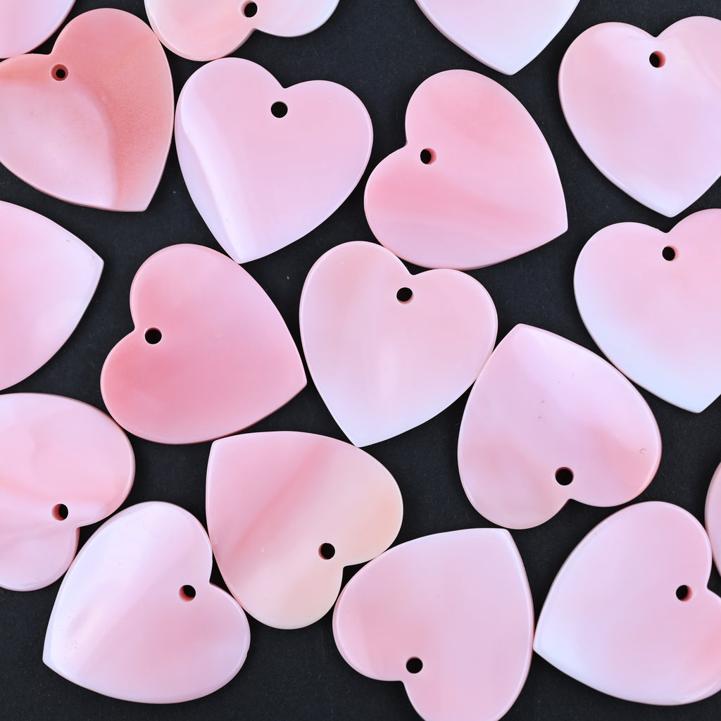 25mm Pink Queen Conch Heart Pendant | Pink Mother of Pearl Charm
