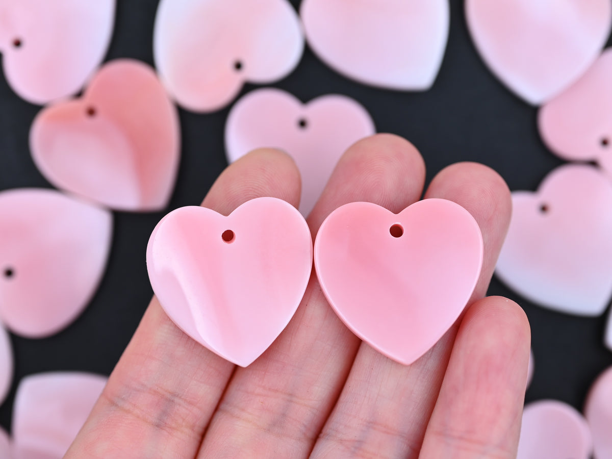 Queen conch heart pendant ,25mm pink queen shell heart charms ,pink Mop