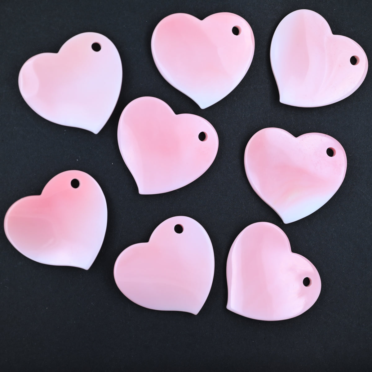 Queen conch heart pendant with corner hole ,pink queen shell