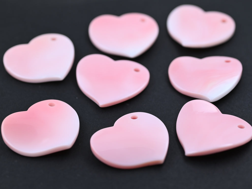 Queen conch heart pendant with corner hole ,pink queen shell