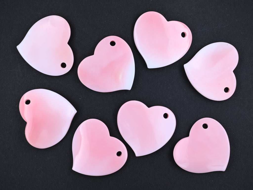Queen conch heart pendant with corner hole ,pink queen shell