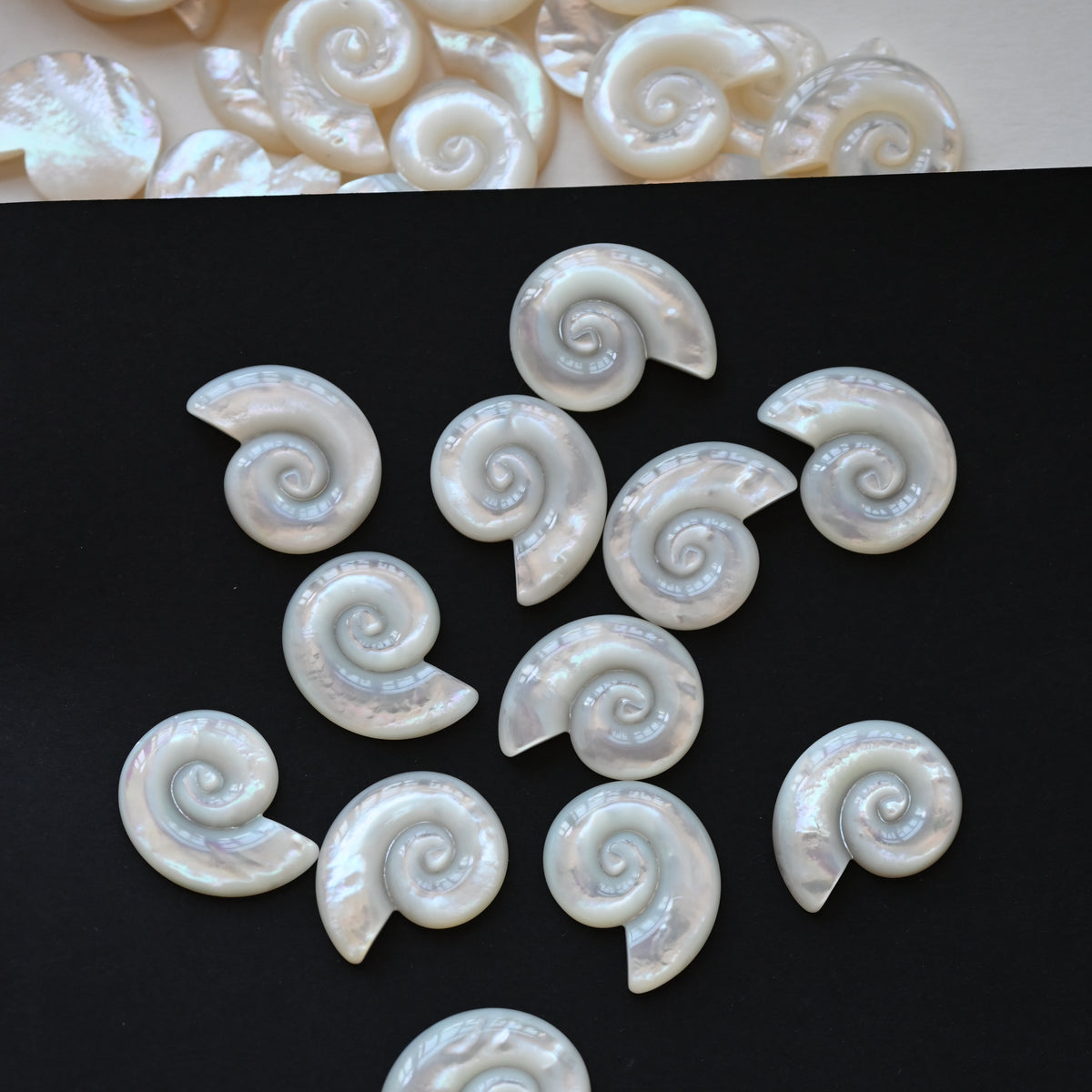 Nature white shell conch shape cab ,MOP shell charms