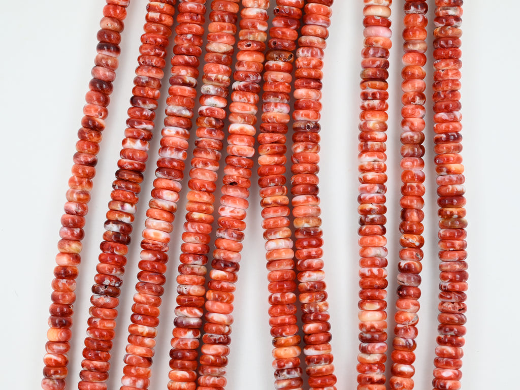 Spiny oyster shell 6 mm rondelle beads ,red shell beads strand 15.5 "