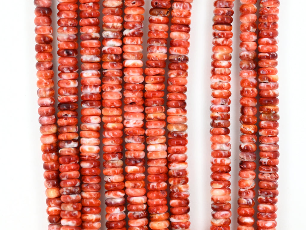 Spiny oyster shell 6 mm rondelle beads ,red shell beads strand 15.5 "