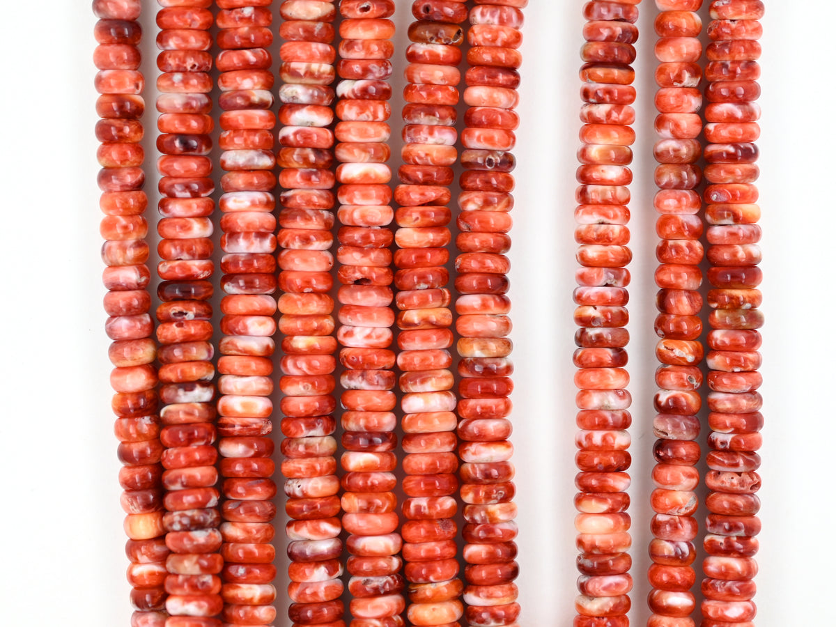 Spiny oyster shell 6 mm rondelle beads ,red shell beads strand 15.5 "
