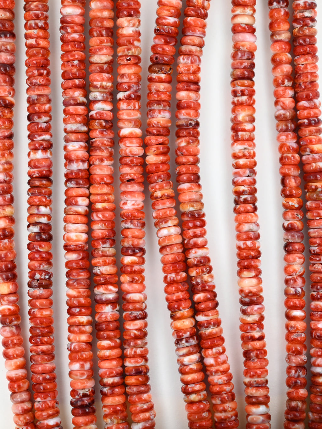 Spiny oyster shell 6 mm rondelle beads ,red shell beads strand 15.5 "