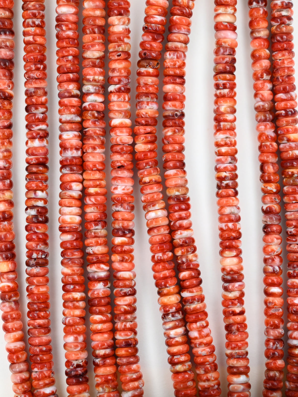 Spiny oyster shell 6 mm rondelle beads ,red shell beads strand 15.5 "